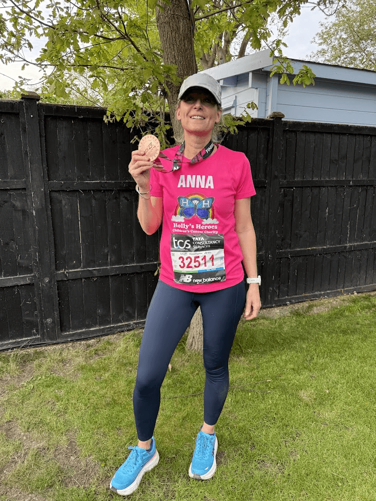 Anna after finishing a charity marathon